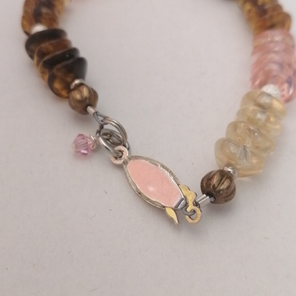 Vintage Artisan Lucite Multicoloured Beads Goldtone Spacers Bracelet - Picture 5 of 8